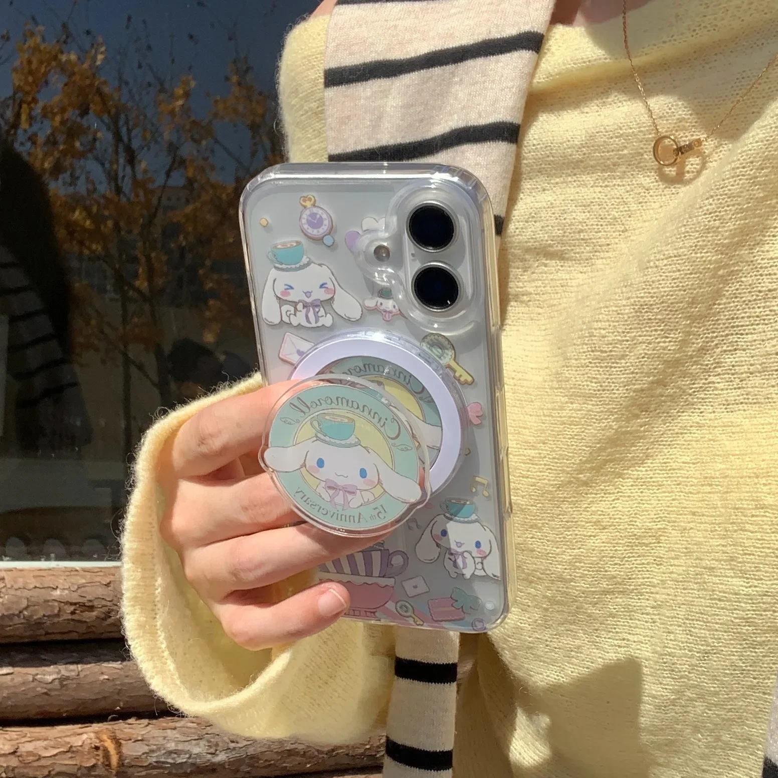 Hello Kitty Cinnamoroll soporte magnético Magsafe funda de carga inalámbrica para iPhone 16 15 14 13 12 11 Pro Max Plus Mini 7 8 X cubierta - imagen 2