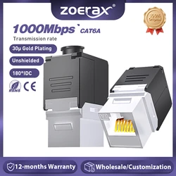 ZoeRax Conector Keystone RJ45 Cat8/Cat7/Cat6a 180° UTP Sin Herramientas