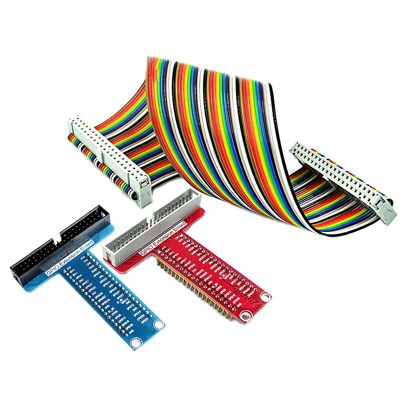 Placa de expansión para Raspberry Pi 4 3 B +, accesorios tipo T GPIO + cable Raspberry pi 40P, placa PCB roja/azul