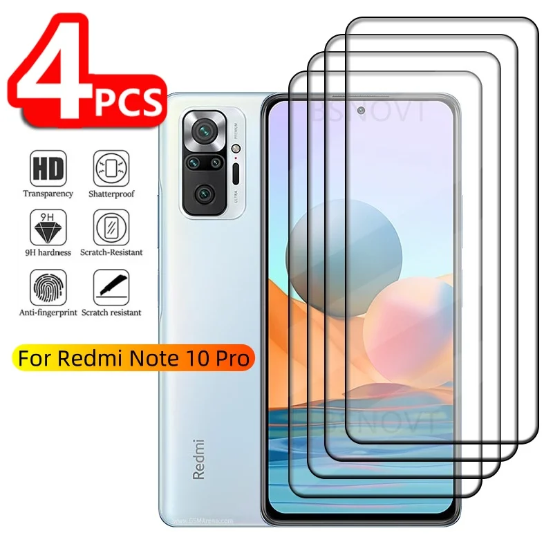 Protector de pantalla de vidrio templado 9H para Xiaomi Redmi Note 10 Pro, 1/2/3/4 unidades - imagen 2