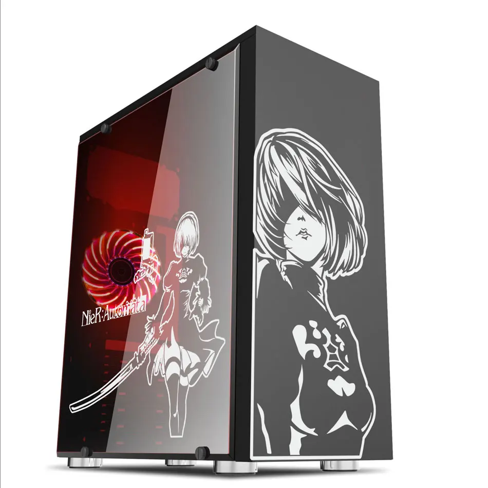 NieR:Automata Anime pegatinas de vinilo para carcasa de PC, calcomanías decorativas impermeables personalizadas para la piel del chasis de la computadora Atx Mid - imagen 2