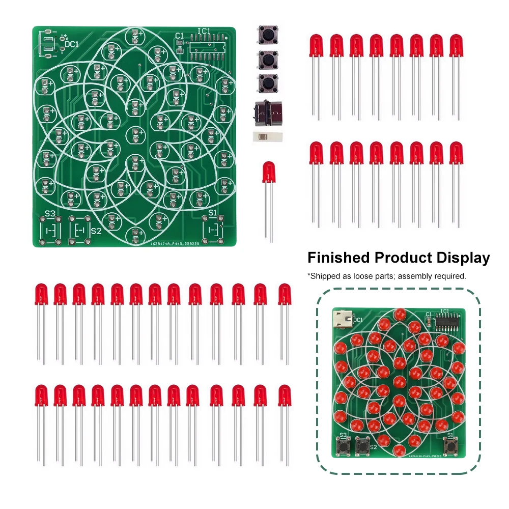 DIY 43 Kit de luz de flujo LED DC 4-5V patrón Micro USB molino de viento electrónico S3 implementación 9 tipos de reproducción de animación conmutación - imagen 3