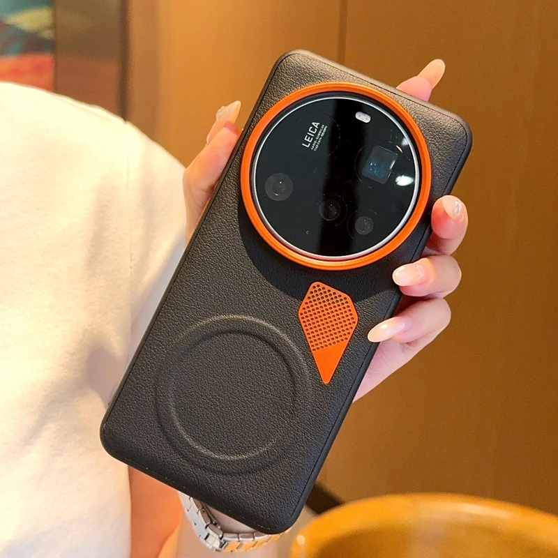 Funda para Xiaomi 15 14 Ultra 15S Pro, cubierta magnética similar a la piel de cuero PU, cubierta de disipación de calor para Xiaomi 15 Ultra Mi15 - imagen 2