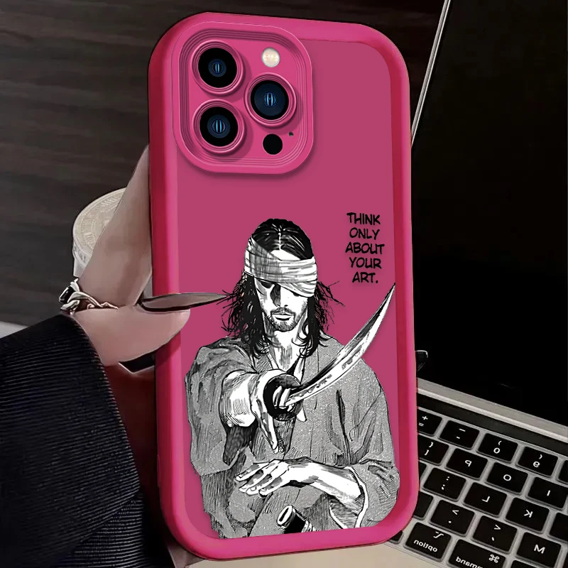 Funda de cómic japonés Vagabond Samurai para iPhone 16E 16 15 14 13 12 11 Pro Max X XS X S Max XR SE 2020 SE4 7 8 funda de silicona - imagen 3