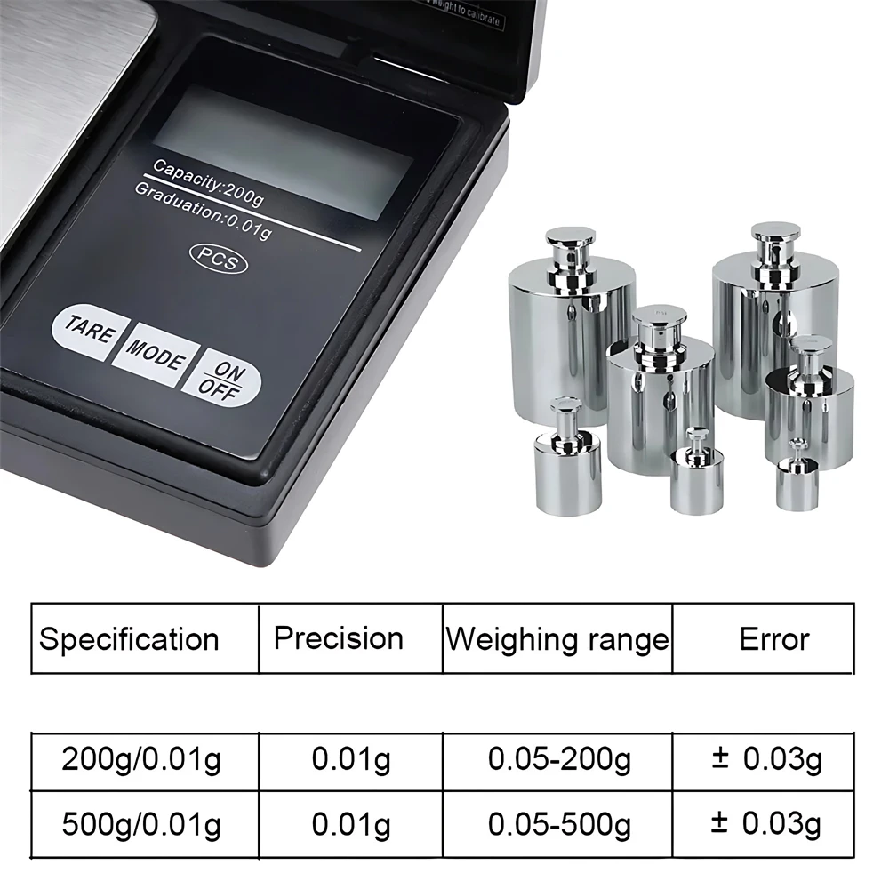 Báscula Digital de alta precisión para cocina, balanza electrónica de bolsillo para joyería, 200g, 500g x 0,01g - imagen 2