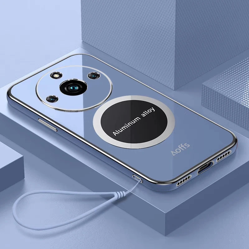 Funda trasera protectora magnética para móvil, carcasa suave chapada para OPPO Realme 11 10 Pro Plus, Realme11 11Pro 10