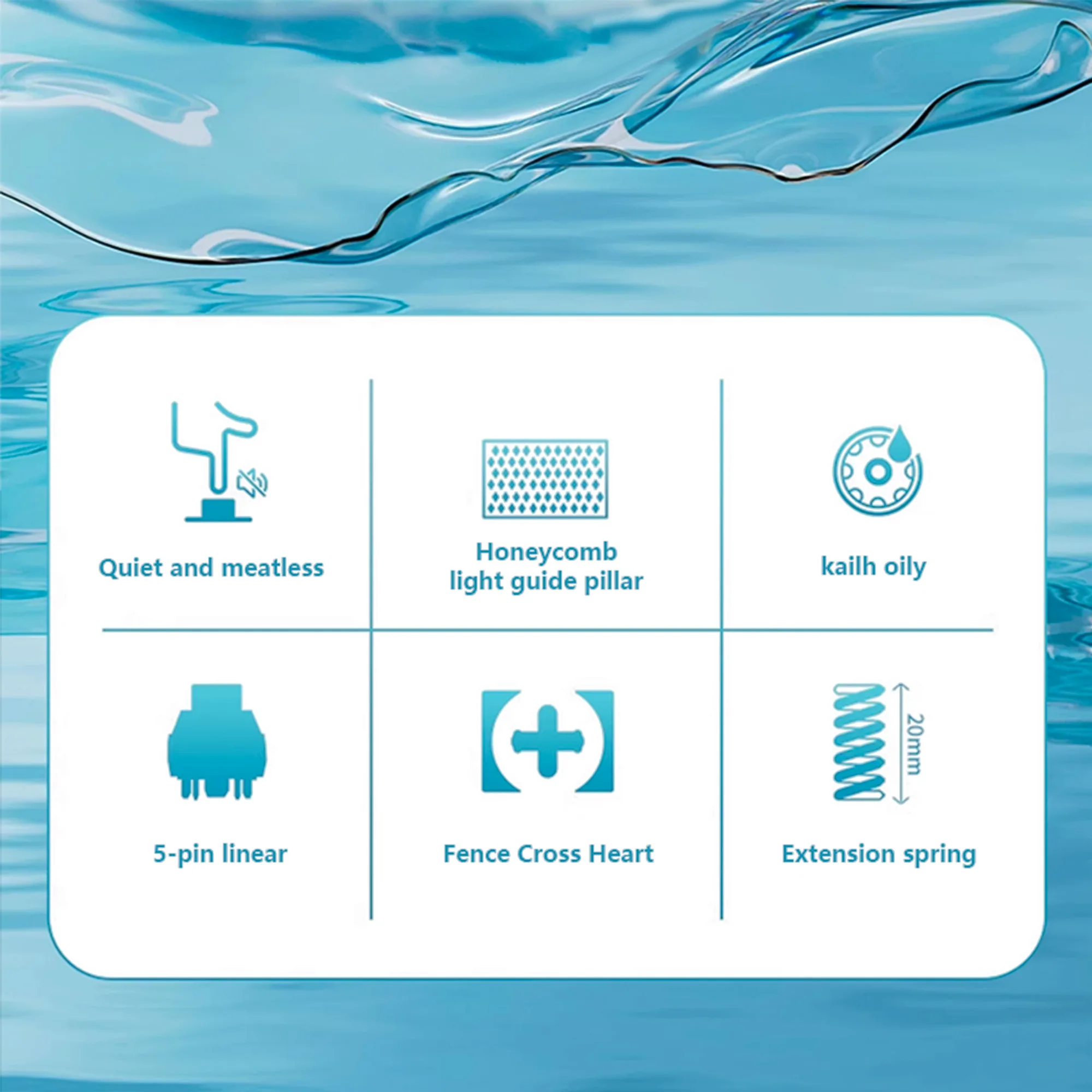 Ainbell & Kailh Heart of the Ocean interruptor silencioso 40g relajante nieve paso sonido suave teclado mecánico personalizado interruptor lineal - imagen 4