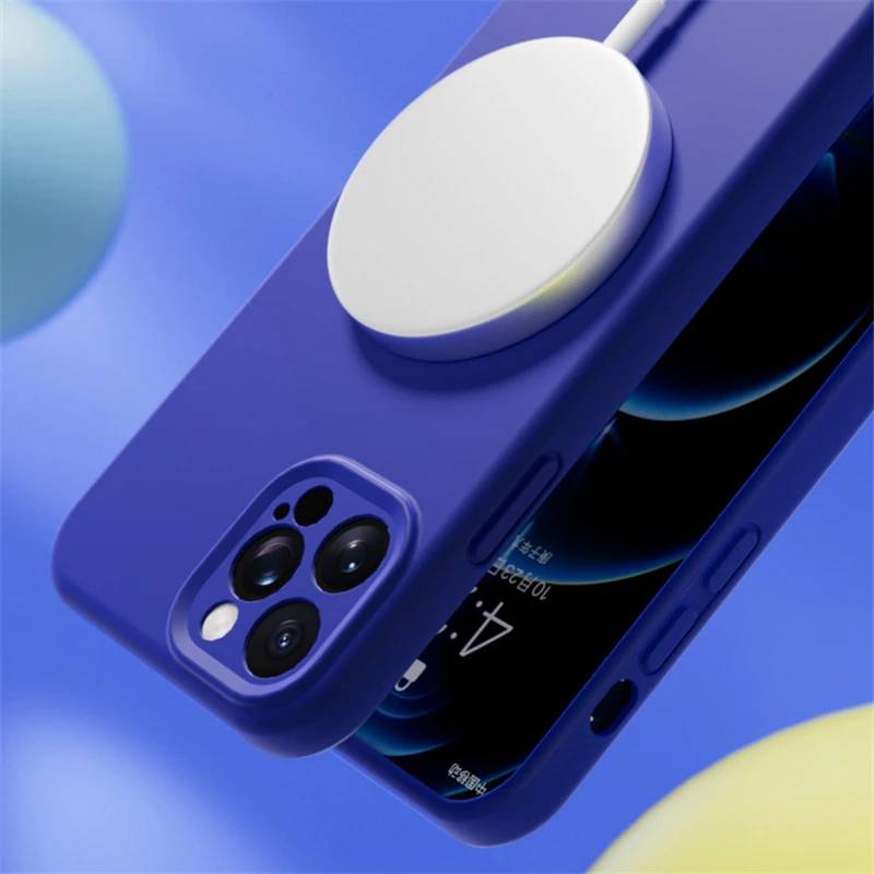Funda Magsafe de silicona líquida para iPhone 11, 12, 13, Pro Max, 13Pro Max, a prueba de golpes, carga inalámbrica magnética, cubierta de Color sólido - imagen 2