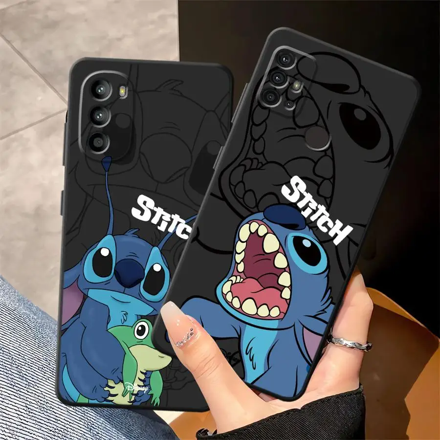 Funda de teléfono suave negra de dibujos animados de Disney Stitch para Motorola Mot G60s G51 G73 G53 G30 G22 Edge40 G60 G52 G71 G32 Edge 20 Pro