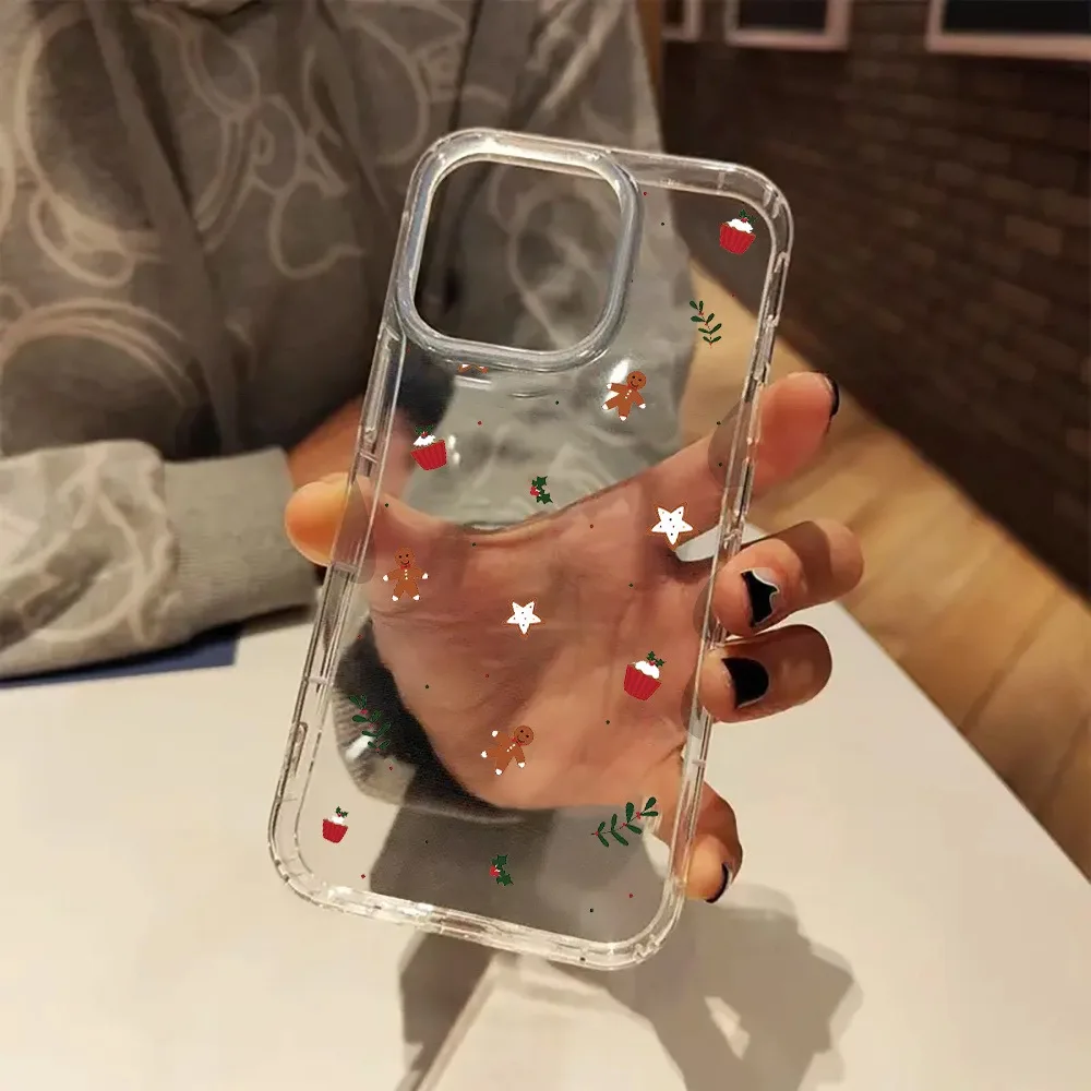 Funda de teléfono transparente con bonita estética navideña para iPhone 17 16 11 15 14 13 12 Pro Max XR XS 7 8 Plus SE2 cubierta transparente