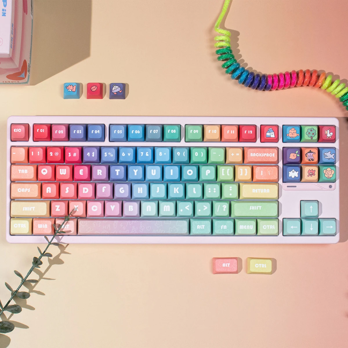 132 teclas gradiente Arco Iris XDA altura Keycap PBT sublimación de tinte tapas de teclas coloridas para teclado mecánico de eje magnético Madlions - imagen 2