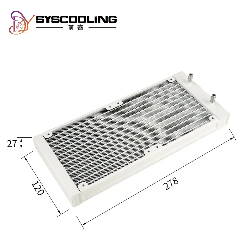 Syscooling-Radiador de aluminio blanco, 120/240/360mm, 27mm de espesor, rosca G1/4, intercambiador de calor de refrigeración por agua, sistema de refrigeración DIY - imagen 4