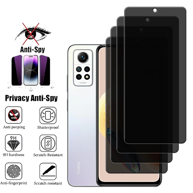 Protector de pantalla para Xiaomi Redmi Note 12 Pro, cristal antiespía 9H, 4G, 4G