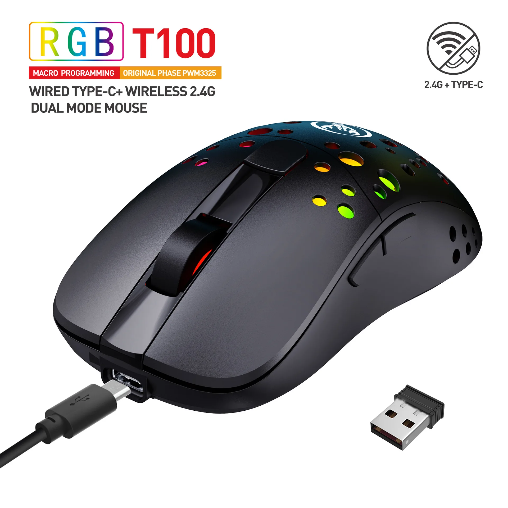 Ratón óptico con cable para videojuegos, Mouse silencioso con retroiluminación RGB, 10000DPI, para ordenador portátil y de escritorio