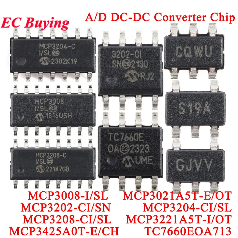 MCP3208 MCP3204-CI/SL MCP3202-CI/SN MCP3425A0T-E/CH MCP3221A5T-I/OT MCP3021A5T-E/OT MCP3008-I/SL TC7660E A/D Chip convertidor IC