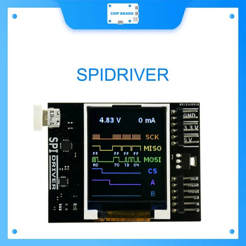 SPIDriver - Adaptador de interfaz SPI profesional, lógica de 3,3 V/5 V, 30 MHz, alimentado por USB-C