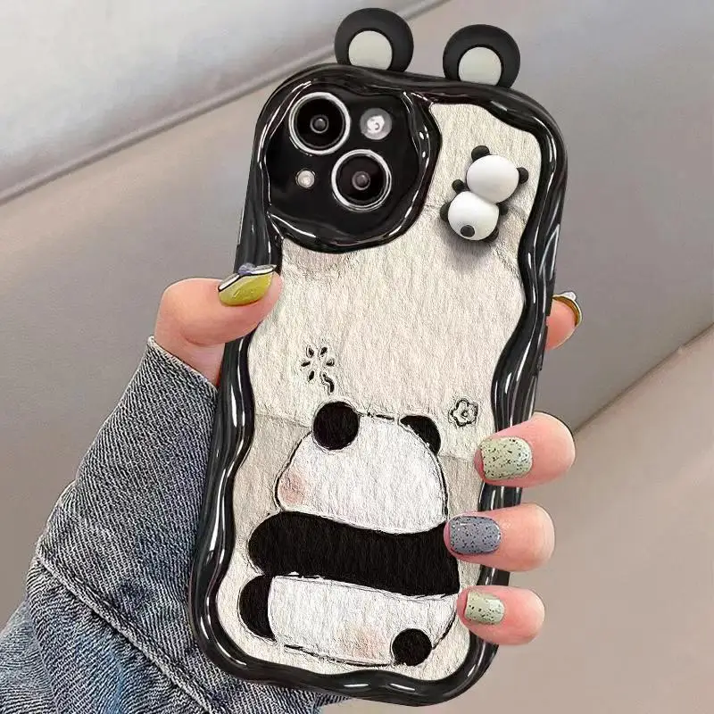 Bonita funda 3D Pnada para Xiaomi Redmi Note 13 Pro, 5G, 12, 13 Pro Plus, Redmi 12, POCO X6, M6 Pro, patrón de onda, funda trasera de teléfono para pareja - imagen 3