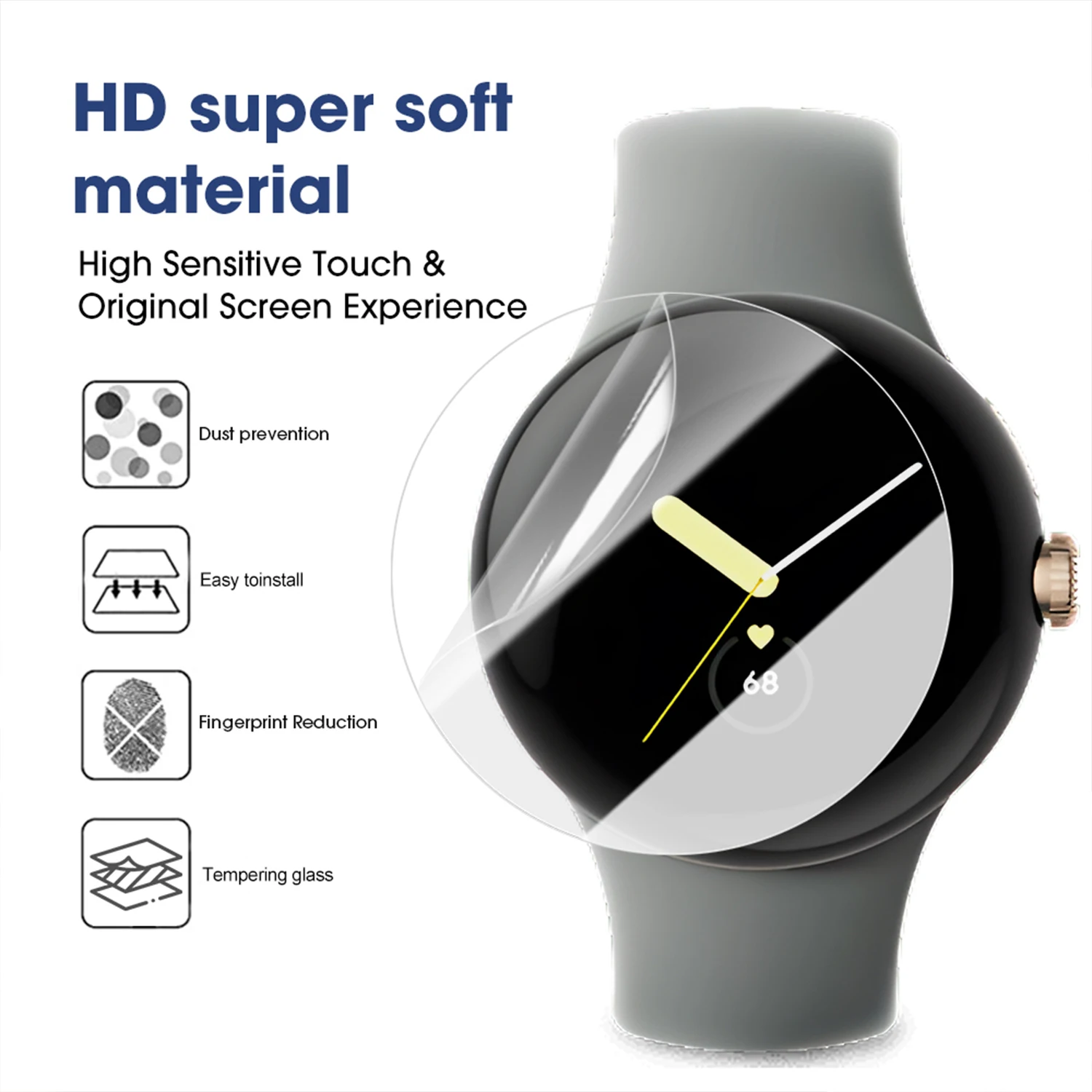 Película de hidrogel de TPU suave, películas protectoras transparentes HD para Google Pixel Watch 4, protectores de pantalla para reloj inteligente de 41MM/45MM, no de vidrio - imagen 2