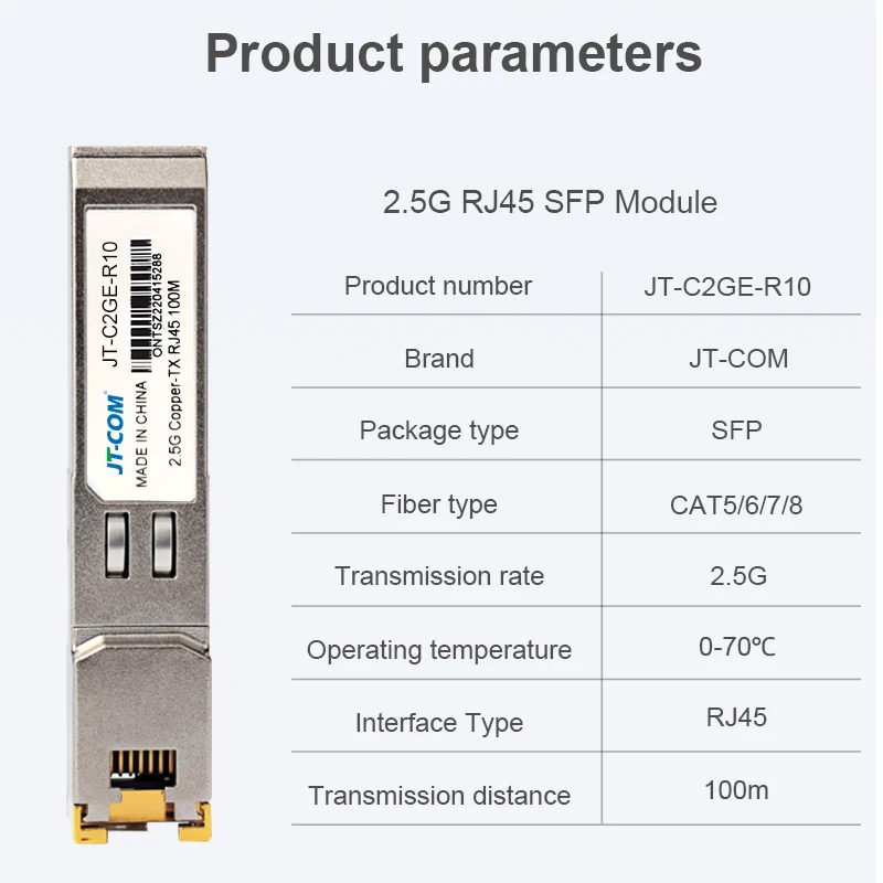 Módulo SFP de cobre 2.5G 10G RJ45 2.5GBase-Tx Ethernet fibra óptica FTTH Compatible con con conmutador Cisco/Mikrotik 100m - imagen 3