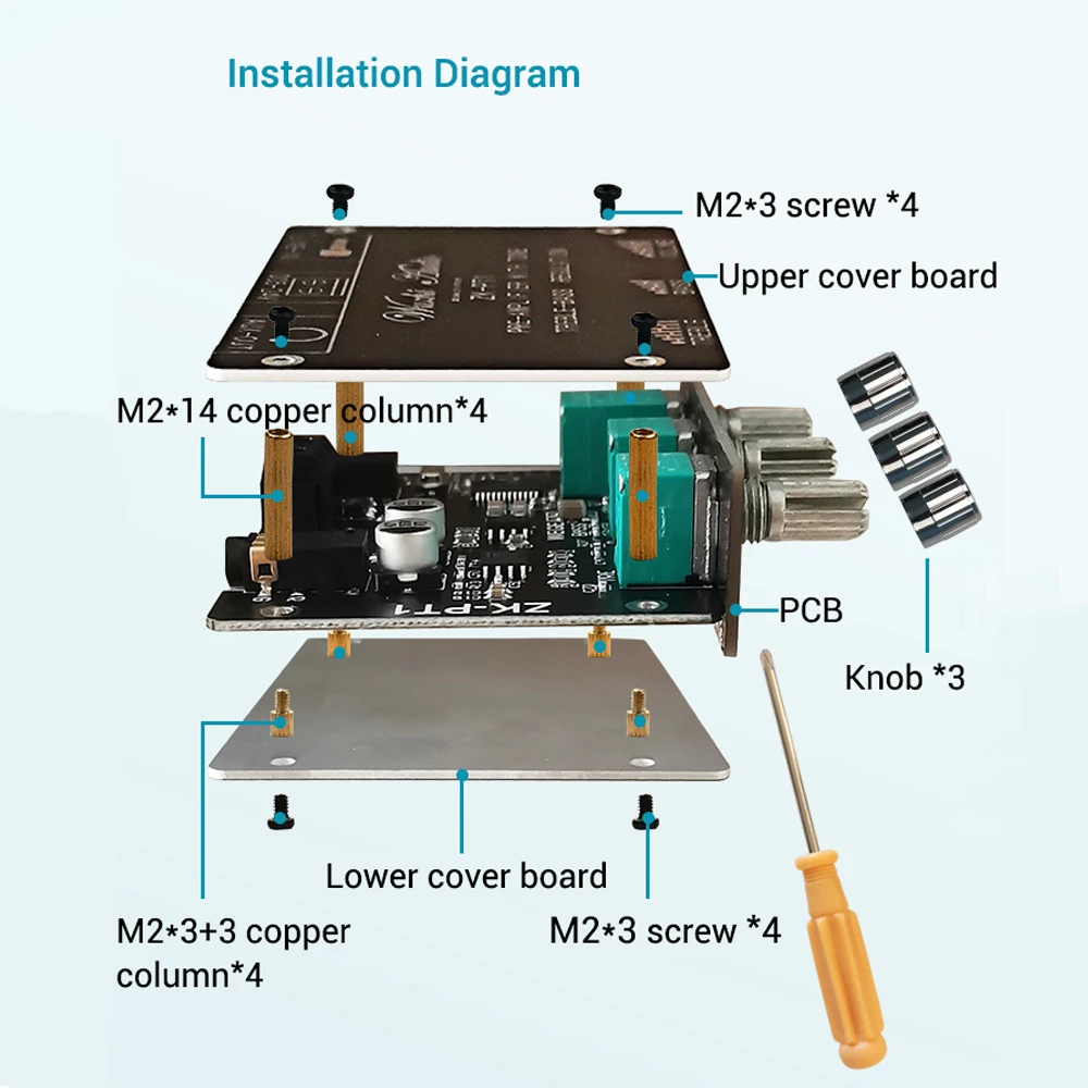 Decodificador receptor de Audio ZK-PT1 BT 5,0, placa de tono estéreo, controlador de volumen, agudos, graves, preamplificador Tonal, perilla para amplificador - imagen 5