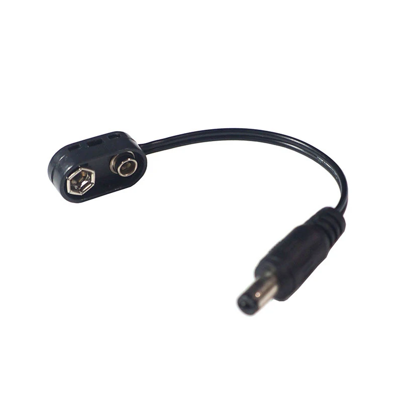 Convertidor de Clip de batería de 9V, enchufe macho DCJack, Cable de alimentación, conector a presión, Pedal de efecto de guitarra, adaptador de fuente de alimentación de batería