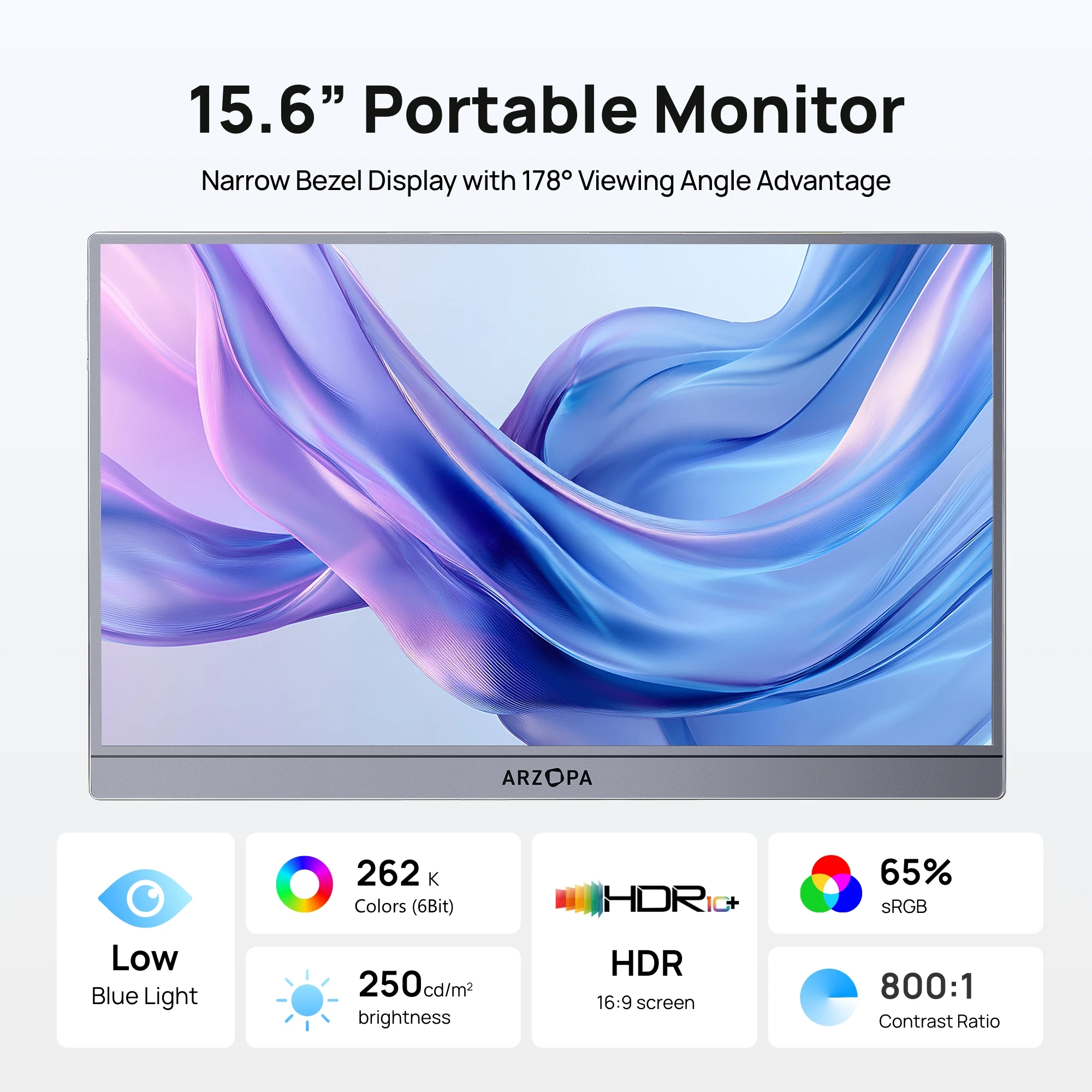 ARZOPA Mini monitor portátil para juegos de 15,6 pulgadas 1080P, segunda pantalla externa IPS para ordenador portátil/PC/PS/Xbox/teléfono A1 gris - imagen 3