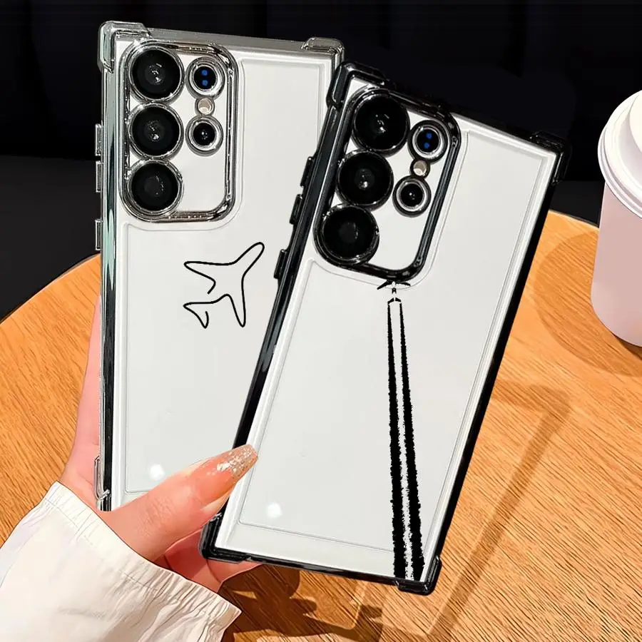 Funda de teléfono con funda suave bonita de avión para Samsung Galaxy S25 Edge S20 FE S22 Ultra S24 S21 Plus S23