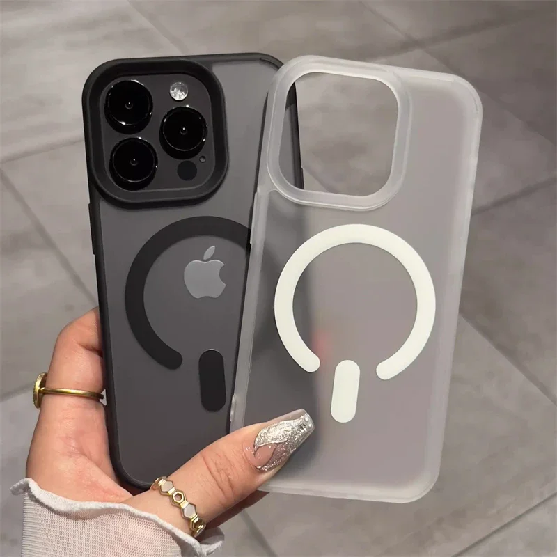 Funda de carga inalámbrica magnética Magsafe transparente mate de lujo para iPhone 16 15 14 Plus 13 12 Pro Max 11 cubierta de parachoques a prueba de golpes - imagen 4