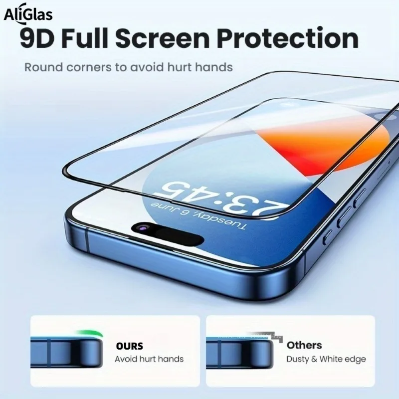 Protector de pantalla Ultra transparente de 3 uds para iPhone 17 16 15 14 Pro Max Air 16E vidrio templado de aire para iPhone 13 12 11 Pro XR XS Max - imagen 2