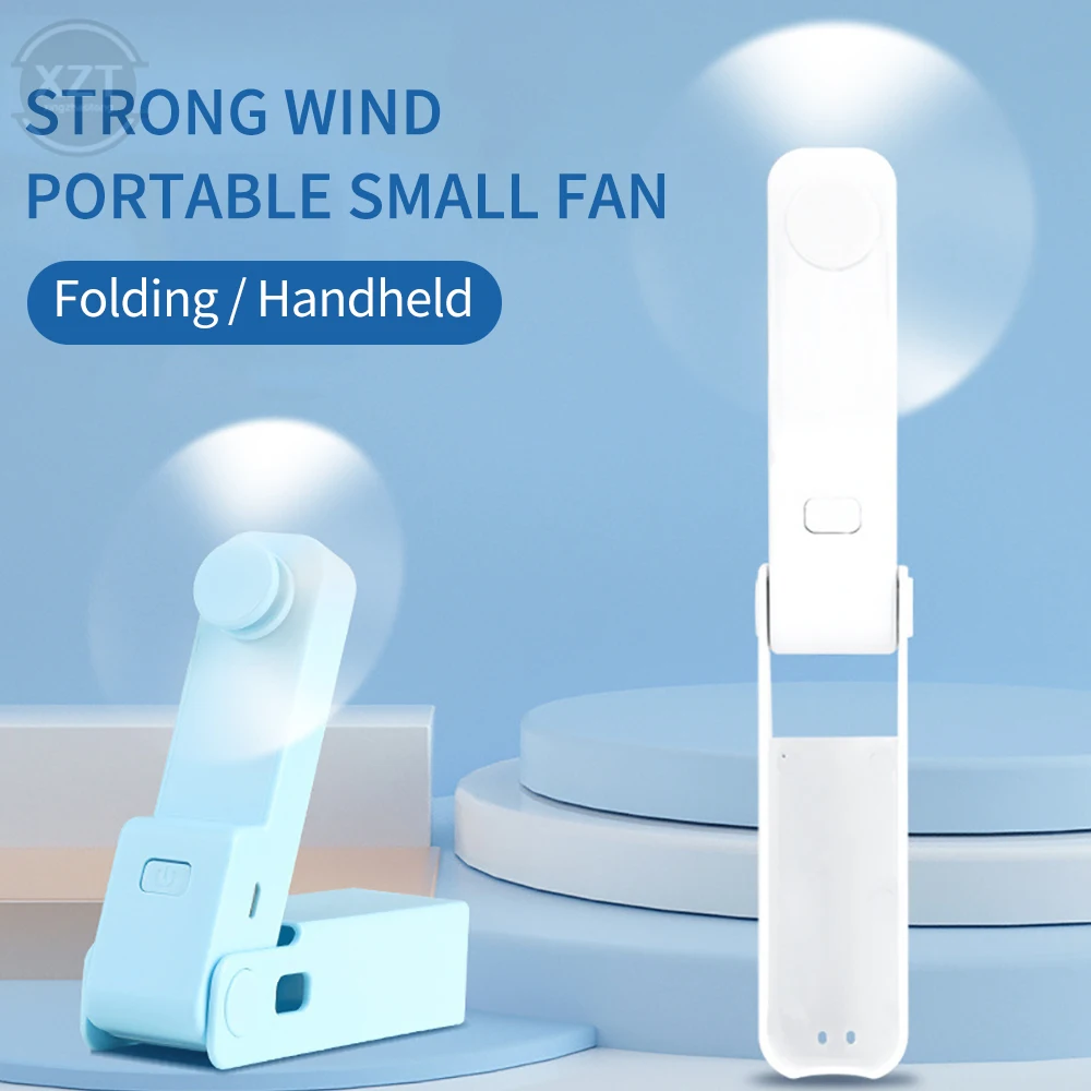 Ventilador pequeño plegable de mano con USB, dispositivo creativo y portátil, con hoja de goma suave TPE, silencioso para exteriores, ajustable en 290 °