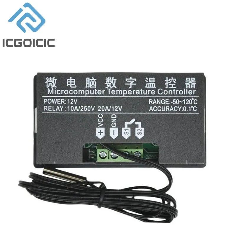 W3230 12V 24V AC110-220V línea de sonda 20A Control de temperatura Digital pantalla LED termostato con instrumento de Control de calor/refrigeración - imagen 2