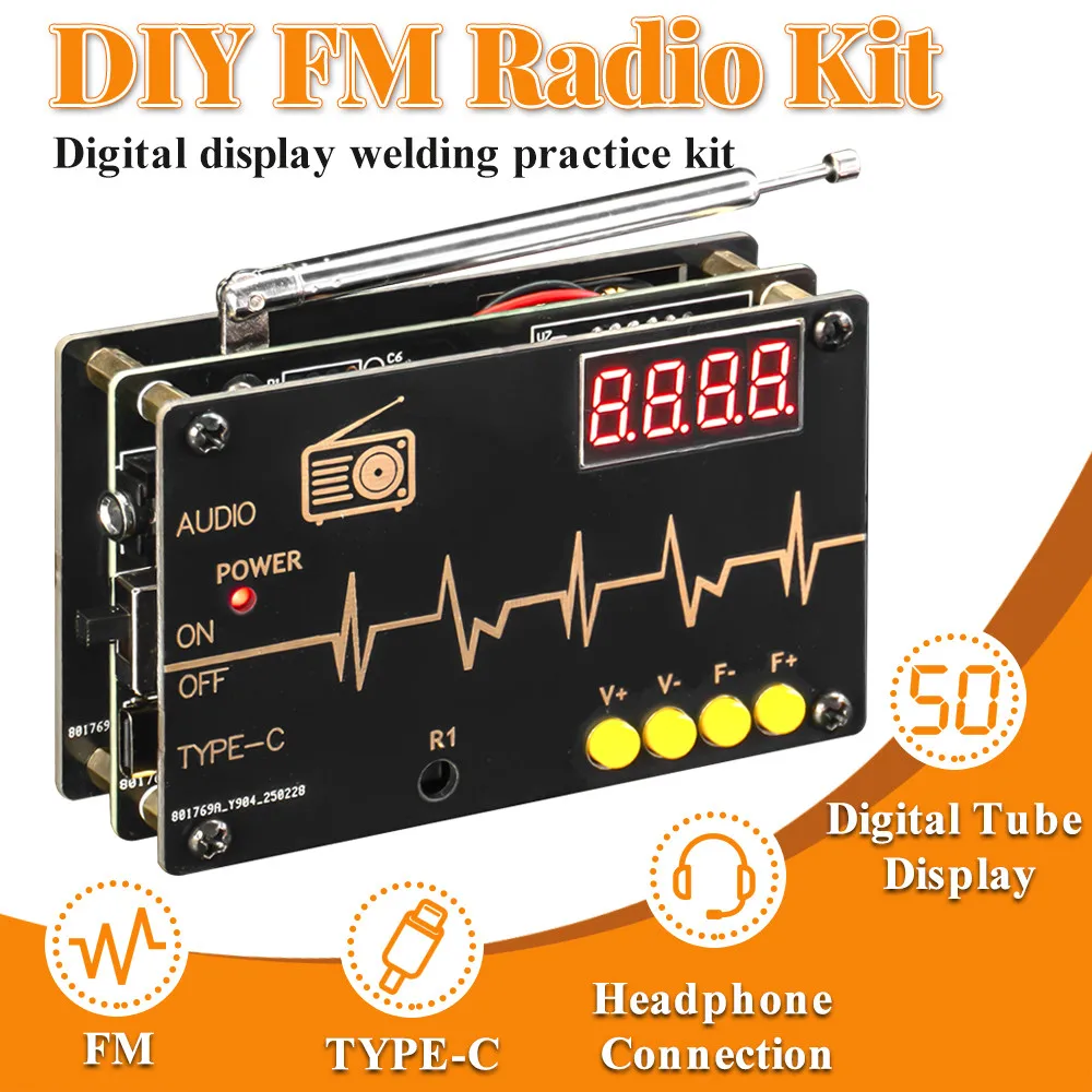 Kit electrónico DIY Radio FM RDA5807M 87-180MHz con pantalla de tubo Digital STC15 MCU proyectos electrónicos Kit de práctica de soldadura
