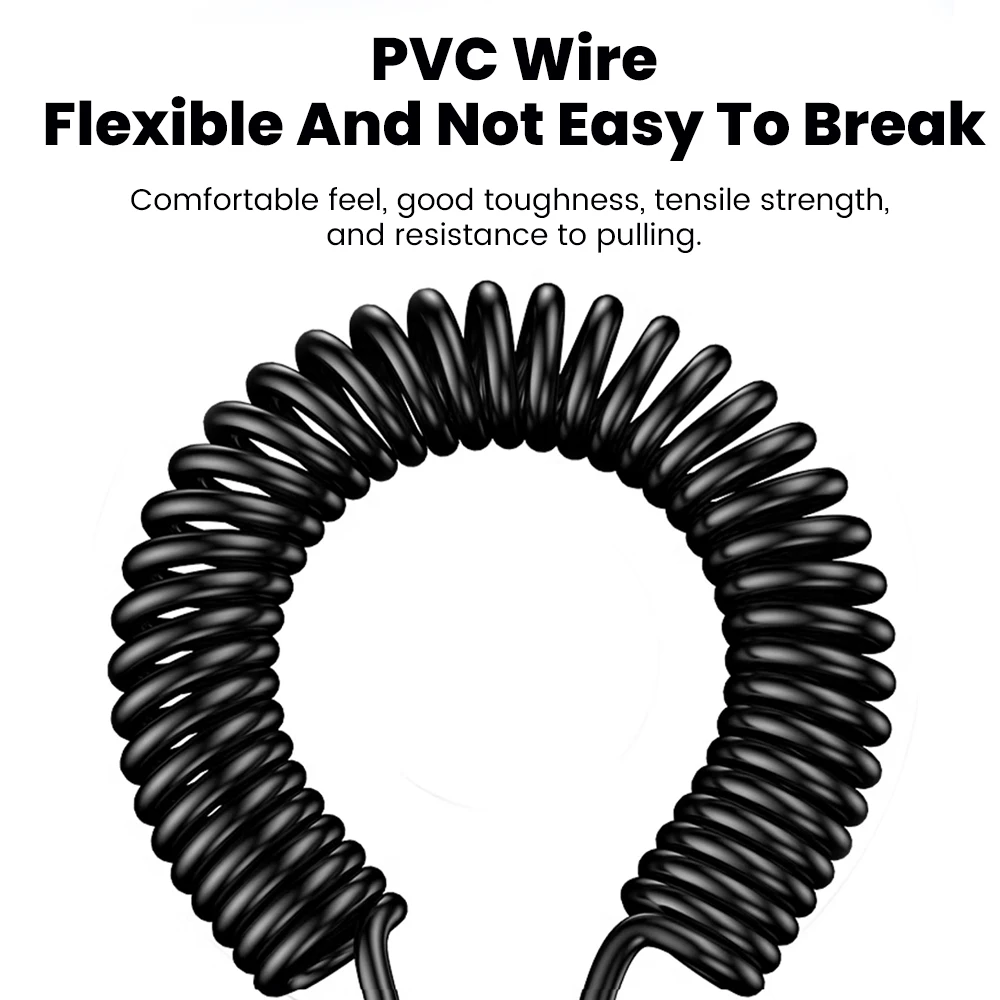 Cable de datos de resorte corto 6A, Cable de carga rápida USB C a tipo C para Samsung, Huawei, Xiaomi, Cable de cargador de teléfono - imagen 3