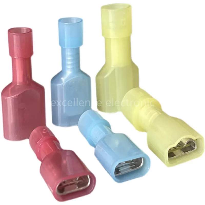 10/20/50sets 6.3mm Nylon Crimp Terminal MDFN/FDFN Fully Insulated Female + Male Spade Electrical Wire Connectors Wiring Plug Set