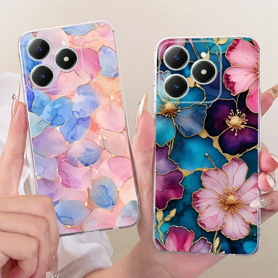 Para Realme C61 funda Realme C63 RMX3939 lindo León nueva funda pintada suave funda de teléfono delgada para Realme Narzo N63 C 61 RealmeC63 bolsas - imagen 2