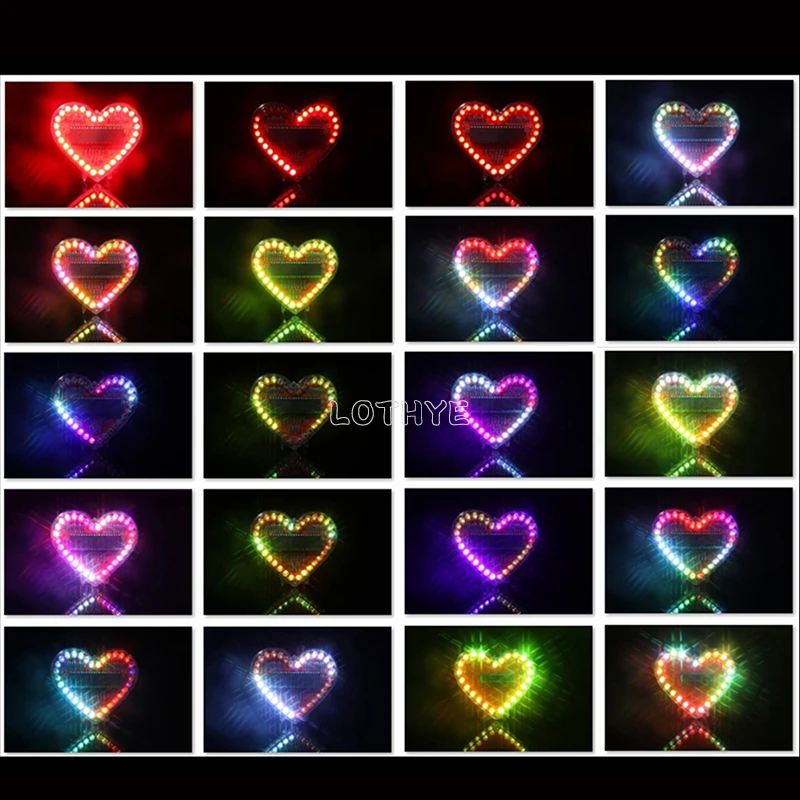 Kit de soldadura DIY en forma de corazón con luz de agua corriente colorida RGB, placa de circuito LED de amor, soldadura escolar, tablero de práctica DIY - imagen 4