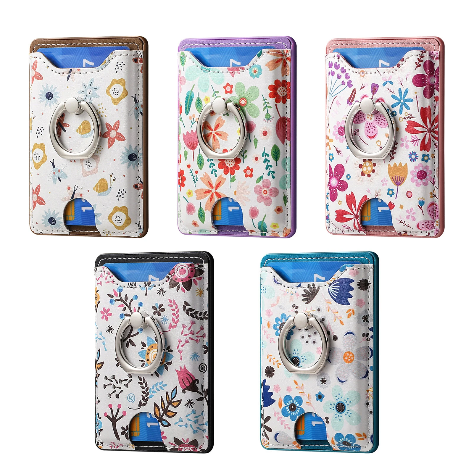 Anillo magnético para dedo, bolso de cuero para tarjetas de teléfono móvil, pegatina trasera adhesiva, soporte Universal para teléfono, monedero de bolsillo Vertical - imagen 3