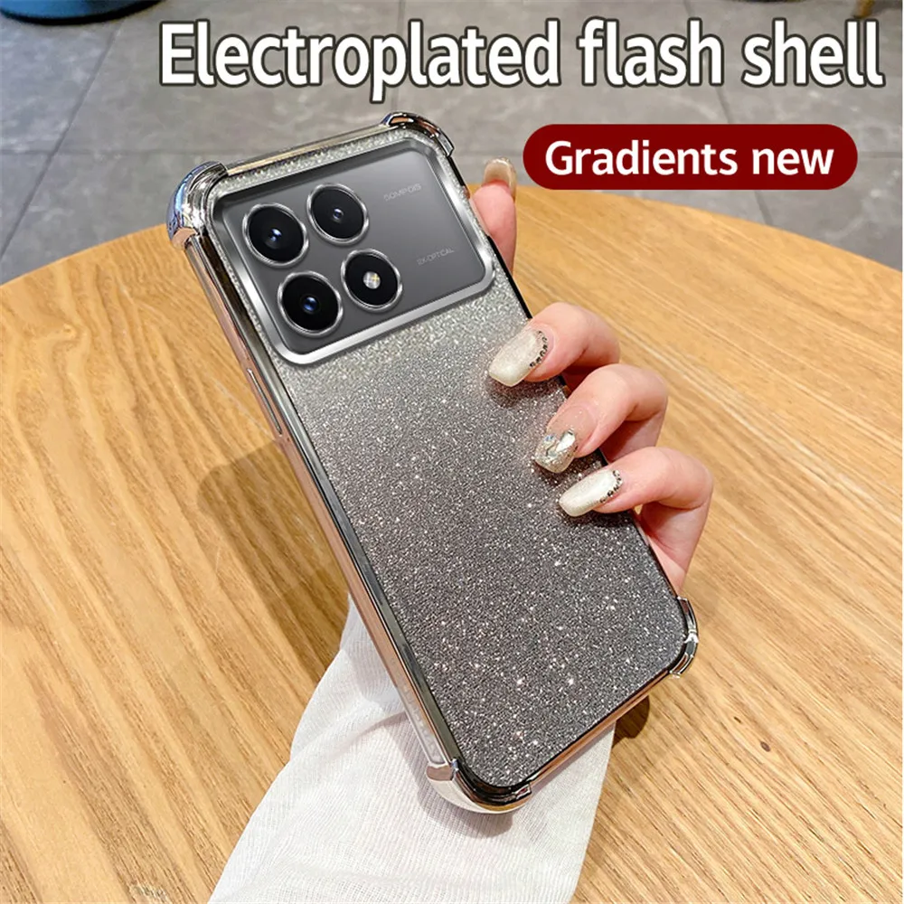 Funda de teléfono transparente a prueba de golpes, cubierta de silicona suave con purpurina para Xiaomi Mi Poco M6 Pro 4G X5 X3 X6 Pro X3 NFC C65 13T 12T Pro - imagen 4