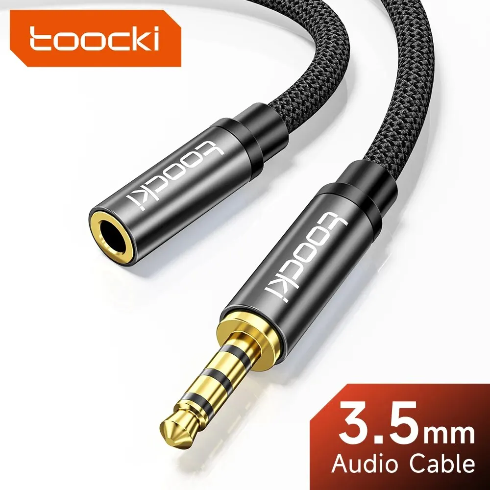 Toocki Audio-Cable auxiliar macho a hembra de 3,5mm, Conector de extensión de 4 polos para PC, teléfonos inteligentes, micrófonos, auriculares, altavoz, 3,5mm