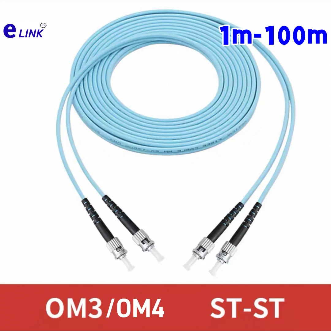 Cable de conexión de fibra ST-ST OM3 OM4 dúplex 20m 30m 100m ST DX cable multimodo 1m2m3m5m7m10m puente de fibra óptica envío gratis ELINK