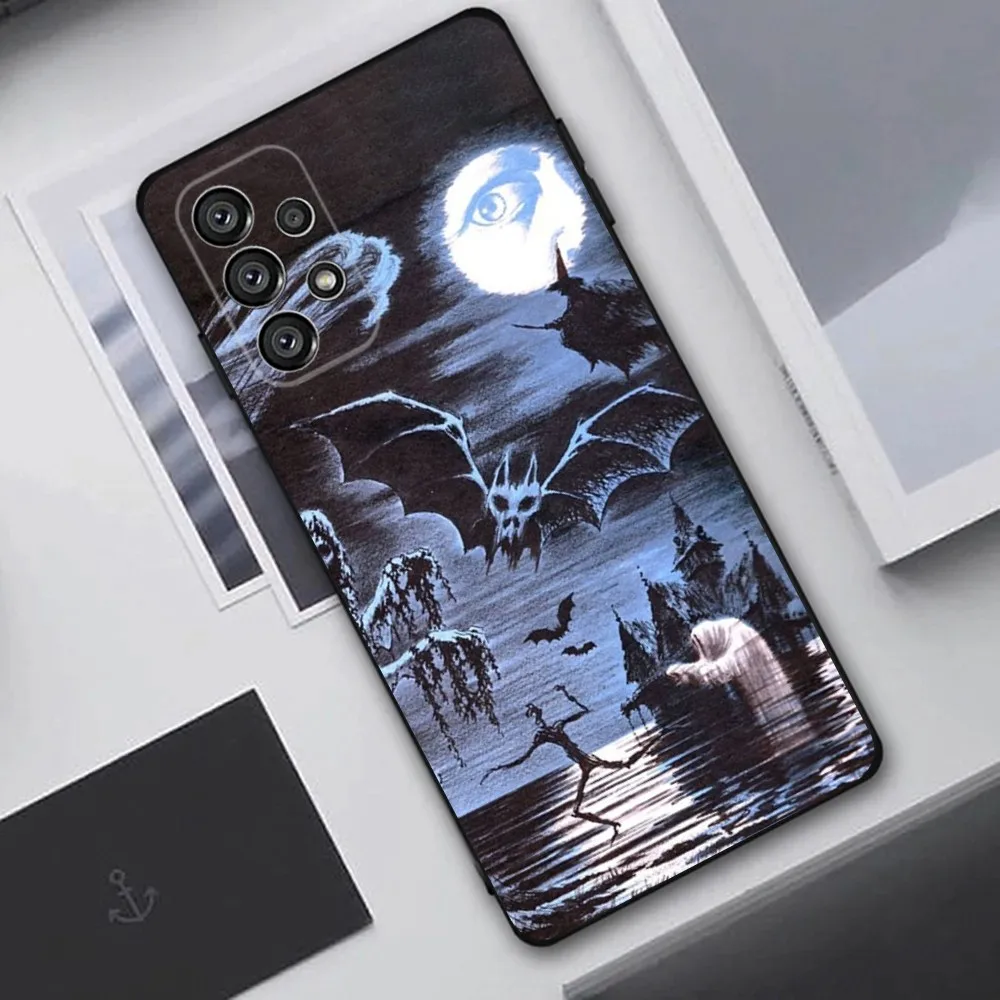 Funda de teléfono gótica con diseño de murciélago vampiro para Samsung Galaxy A20,A21s,A22,A31,A32,A52,A53,A72,73,A80,A91 funda negra suave - imagen 3