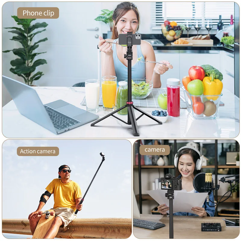 Ulanzi-Soporte de luz MT-79, trípode portátil para teléfono, Clip para Cámara de Acción, luz Cob de mano, aleación de aluminio, 2M - imagen 5