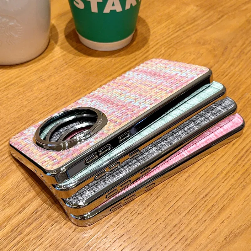 Para Huawei Honor Magic 7 Pro funda de lujo PU tejido patrón funda protectora trasera para Magic7 7 pro funda completa para teléfono - imagen 5