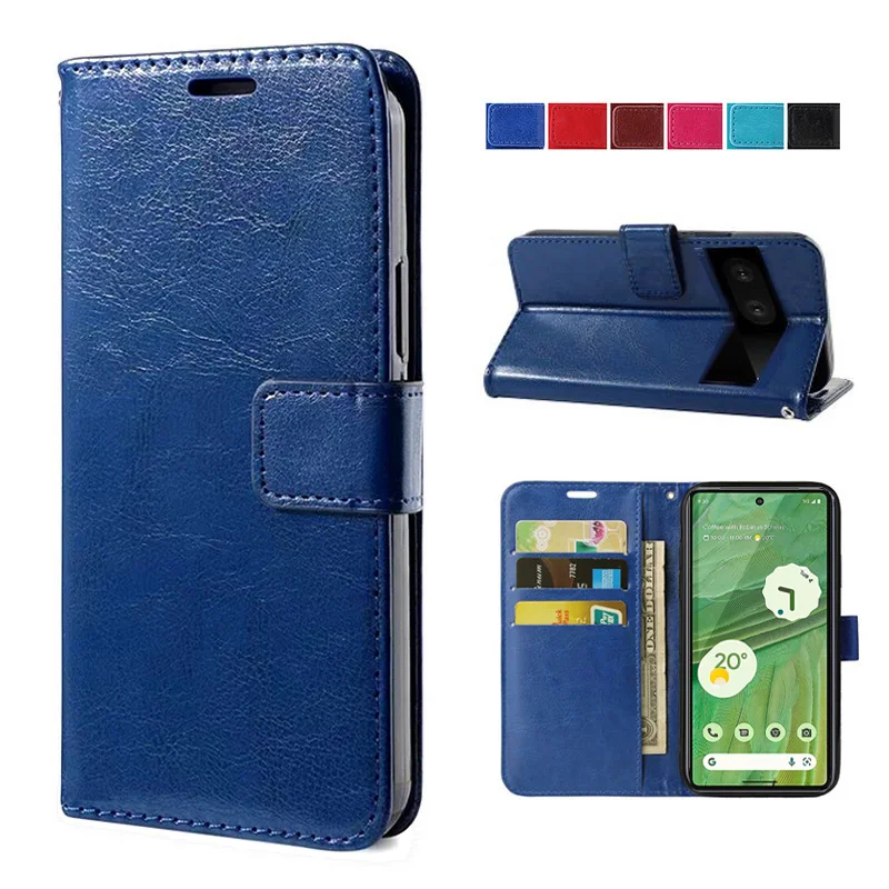 Funda de cuero para Google Pixel 6 7 Pro 5G Pixel7 Pro Pixel6, bolsa de teléfono con 3 ranuras para tarjetas, cubiertas magnéticas clásicas de doble cara - imagen 2