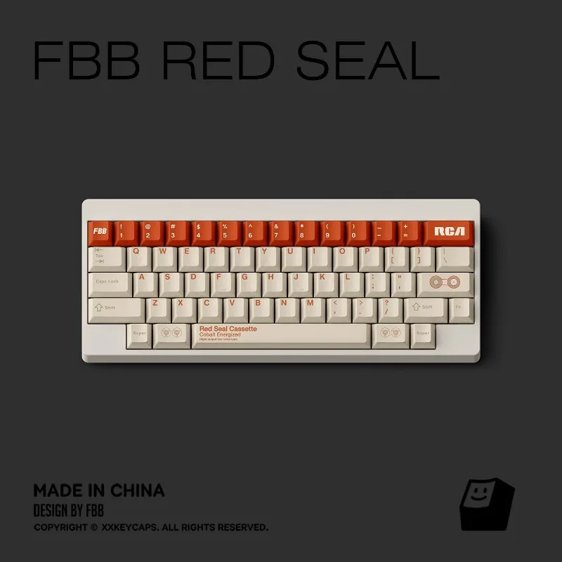 Teclas con tema de sello rojo FBB, tapa de teclado para juegos personalizada con perfil de cereza PBT, Retro, 145 teclas, regalos geniales - imagen 3