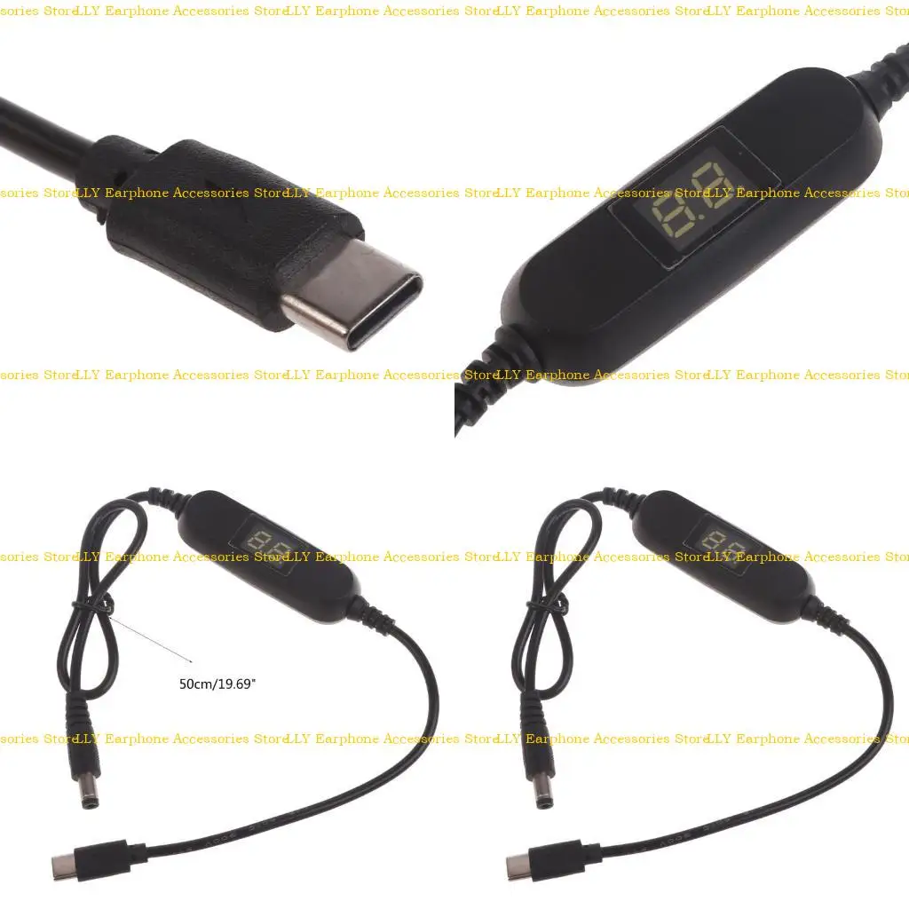 462E Tipo C 5V 1.2V-12V Voltaje Paso hacia arriba Convertidor Cable Transformador Regulador alimentación Con LED