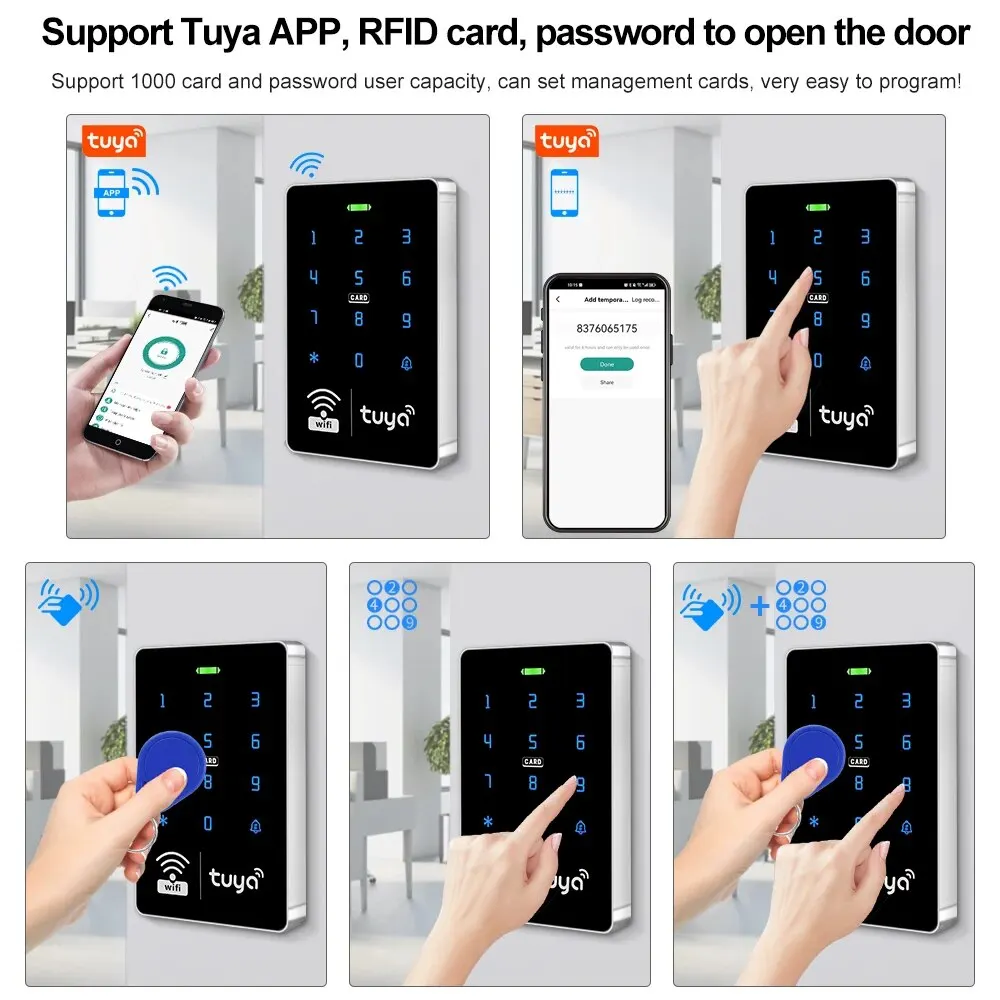 5YOA S10W Tuya Control de acceso aplicación remota cerradura de puerta inteligente IP68 impermeable teclado sin llave WIFI independiente EM tarjeta RFID entrada de puerta - imagen 3