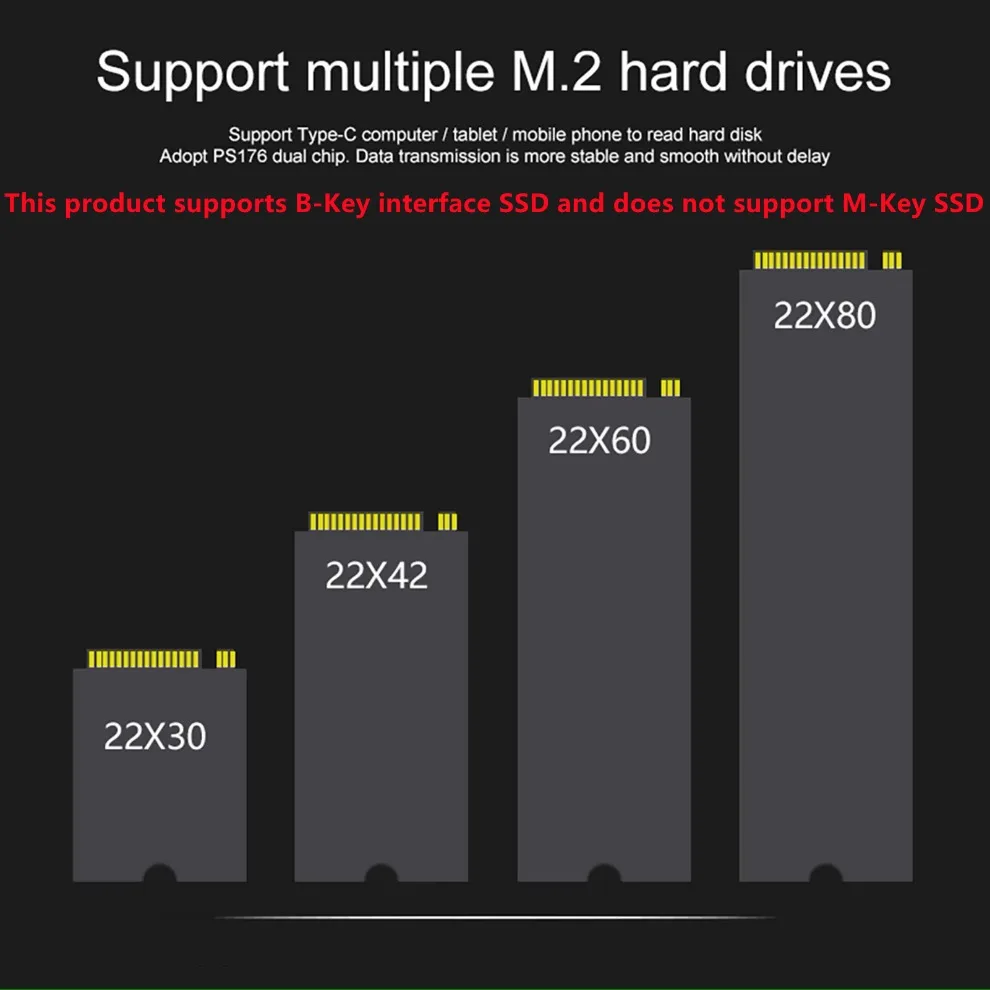Caja USB 3,1 M.2 SATA SSD, funda móvil compatible con protocolo NGFF a tipo C, funda de disco duro externo de Metal sólido, teléfono portátil SSD - imagen 4