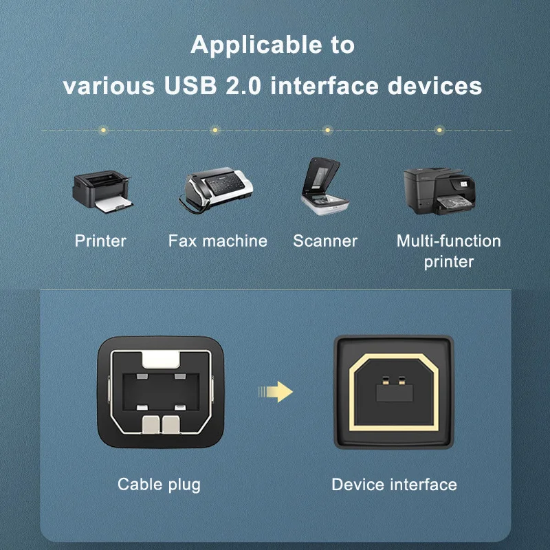 Cable de impresora USB tipo C a tipo B 2,0 para ordenador portátil a nuevo MacBook Pro HP Canon Brother Epson Dell Samsung Cable de escáner de impresora - imagen 3
