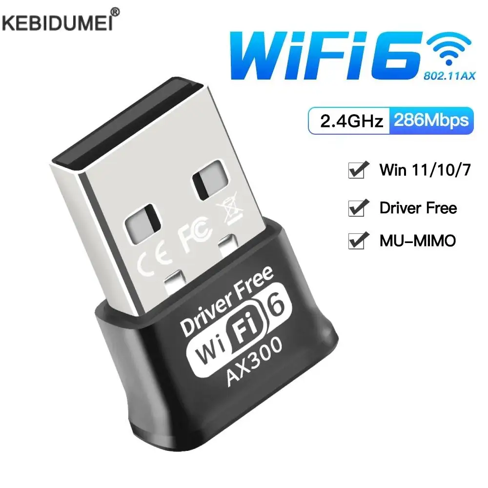 Adaptador WIFI 6 Tarjeta de red de 300Mbps Mini USB Dongle 2,4 GHz Wi-Fi recepción de señal Lan para PC portátil Windows 10/11 controlador gratis